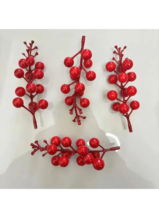Red 30 قطعة إكليل من التوت البري الصناعي لتزيين عيد الميلاد والشتاء - Image 2